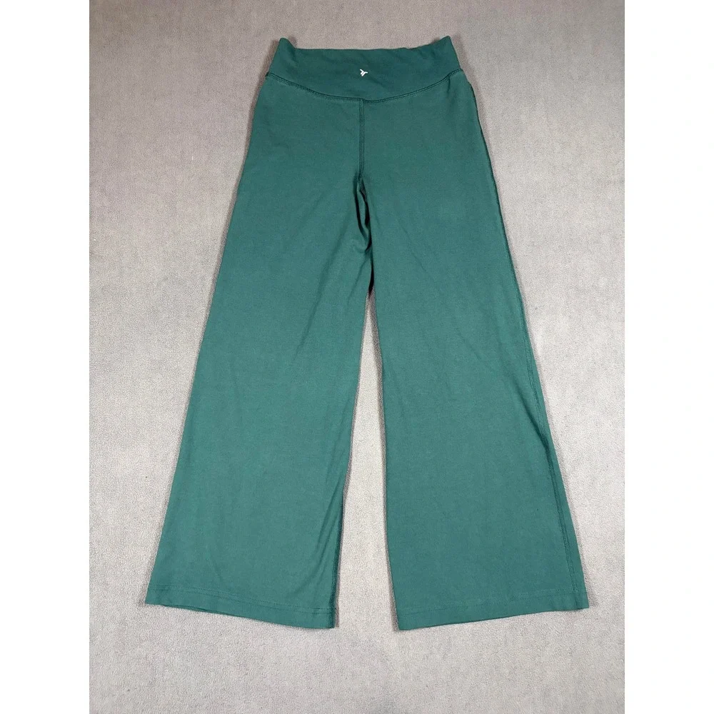 Old Navy PowerChill Flare Pants Girls Large Green High-Rise Go-Dry Yoga Leggings